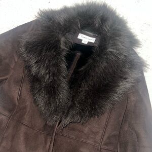 Calvin Klein Black Faux Fur Coat